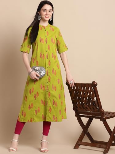 Image of Pistaa's Women's Cotton Relaxed Fit Straight Printed Kurta