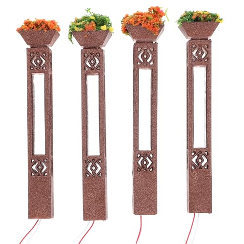 COLLBATH Miniaturas de Farolas de ABS Color Bronce Antiguo Set de 4 Piezas para Decoración de Casas de Muñecas Jardines y Micro Paisajes Accesorios para Mesas de Arena y Decoración