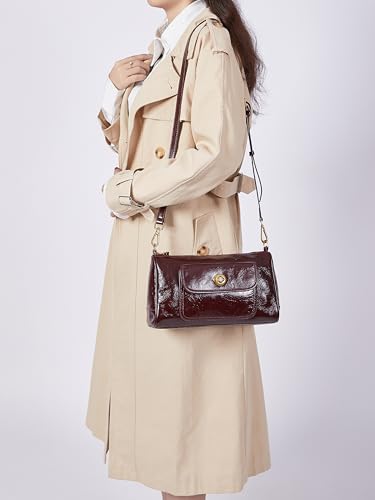 Women's Stylish Genuine Leather Shoulder Bag Lady Vintage Classic Design Handbag Purse Crossbody Bags with Two Strap 6