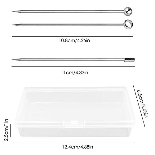 30 Pcs Stainless Steel Cocktail Picks with Transparent Case, maxin Cocktail Toothpicks for Cocktails,Barbecue Snacks,Fruit and Fruit Decorations(Silver)