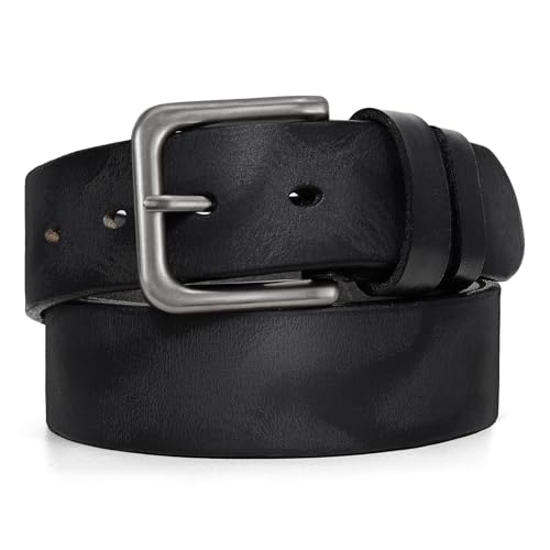 Image of Men's Leather Belt Full Grain Leather Belts for Men Handmade Real Solid Top-Grain Leather Heavy-Duty Work Belt Gifts