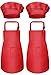 Daelesr 2 Set Grembiule per Bambini e Cappello da Cuoco, Grembiuli da Pittura Regolabili Ragazzi Ragazza con 2 Tasche, Traspirante Cappello Chef Bambino Grembiule da Cuoco per Cottura Baking, Età 3-6