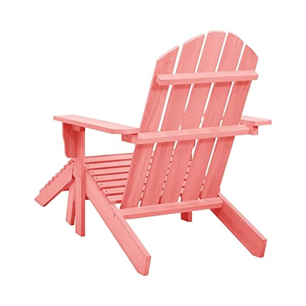 vidaXL Solid Fir Wood Garden Adirondack Chair with Ottoman Outdoor Wooden Furniture Patio Terrance Backyard Seating Armchair Lounge Chair Set Pink - Image 5