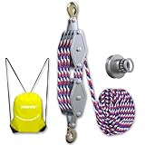 KITUYOTO Block and Tackle Pulley System 4400 LBS Breaking Strength, 1100 LBS Work Load Pulley System for Lifting, 7:1 Lifting Power, 65 Feet Rope Hoist, Heavy-Duty Pulley Hoist(Colorful)