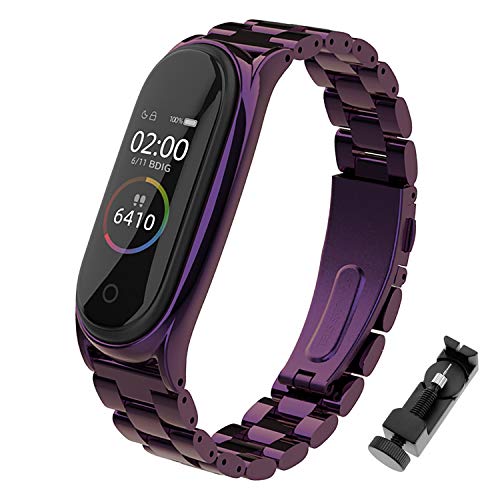 Für Xiaomi Mi Band 4 Mi Band 3 Armband Metall, Ersatzband Wasserdicht Edelstahl Strap Armband Zubehör für Xiaomi Mi Band 4 Mi Band 3 (Fitness
