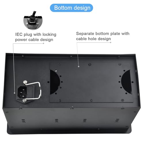 Tabletop Multimedia Connectivity Box with 4 AC Power+2 HDMI+2 RJ45+1 USB3.0 Port +1 USB-C +2 Audio with 5.58ft Power Cord for Conference Room(Black)