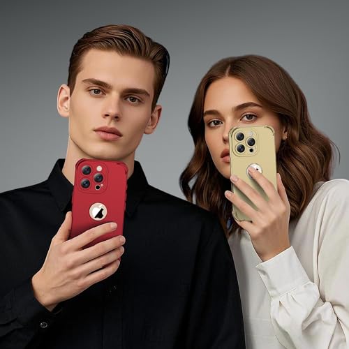 Image of ORETECH for iPhone 16 Pro Max Case with 2 x Screen Protector,Red | 3-in-1 Full Body Shockproof Design Smooth Texture,15FT Military Grade, Camera Lens Shield, with Armor Front Frame Protection