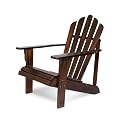 Shine Company Westport Wooden Adirondack Chair, Outdoor Patio Firepit Chairs, Back & Seat Pre-Assembled, Burnt Brown
