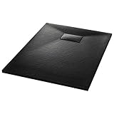 Niedrige Schwelle vidaXL Duschwanne Duschtasse Brausewanne Brausetasse Duschbecken Dusche Wanne Bad Badezimmer SMC Schwarz 100x70cm Niedrige Schwelle 9cm Ablauföffnung