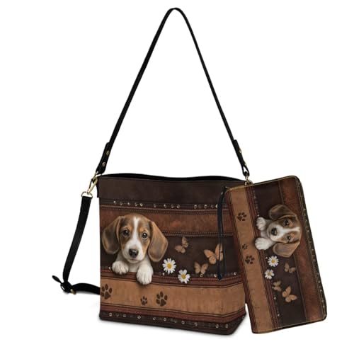 Image of Bucket Crossbody Bag Set for Women Lady, Leather Purse and Wallet Set Large Bucket Bag with Wallet