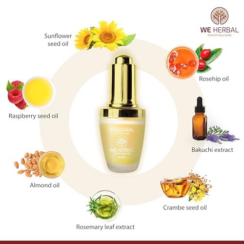 Image of Bakuchiol Anti-Ageing Serum 20ml, Natural Retinol Alternative with Rosehip & Almond Oil, Targets Acne-Causing Bacteria, Reduces Pimples, Fine Lines & Dark Spots, No Chemicals or Fragrance
