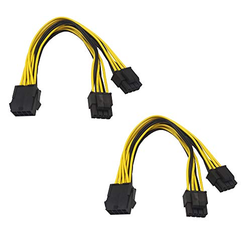 ZkeeShop CPU 8 Pin Female to Dual 8 Pin (4+4) Male Power Supply Converter Adapter Extension Cable for Motherboard 8inch(20cm) (2PCS)
