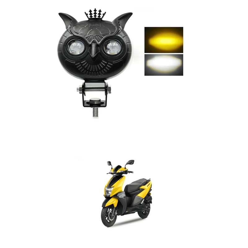 LOVMOTO Universal for car and bike Owl King LED Motorcycle Driving Fog Lights 38W Full Metal Led Fog Spot Light White Yellow Dual Color MINI Driving Lights (1pc) Comfortable With NT-ORQ 125