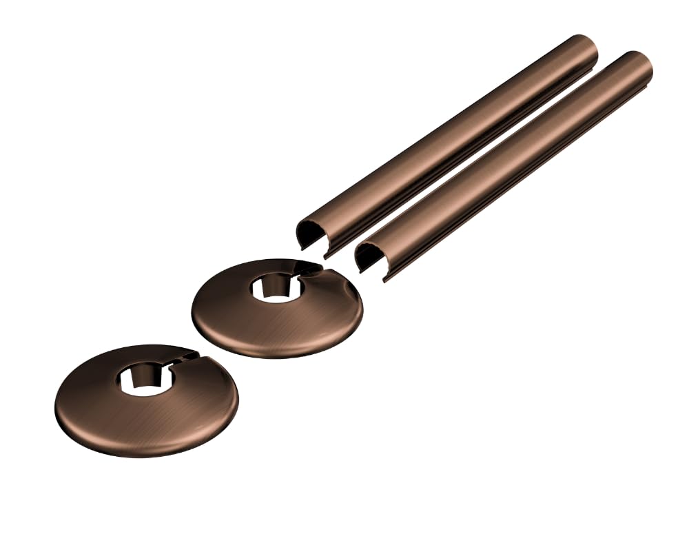 Radiator Pipe Covers & Collars 15mm – 200mm Length | 2 Pack Clip-On Pipe Sleeves for Radiator Pipes | Luxury Finish, Easy Fit, Cut-to-Size Design (Brushed Bronze)