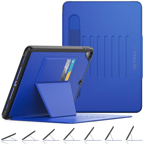 SEYMAC stock Case for iPad 6th/5th Generation/Air 2/Pro 9.7'', Strong Magnetic Auto Sleep Shockproof Case with Absorbing Multi-Angles Stand, Pen Holder, Card Slot (Blue)