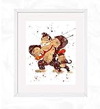 Donkey and Diddy Kong Prints, Donkey Kong Country Watercolor, Nursery Wall Poster, Holiday Gift, Kids and Children Artworks, Digital Illustration Art