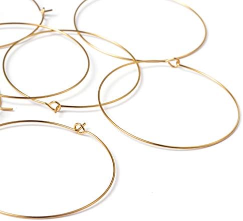 Craftdady 50pcs Silver Plated Brass Wine Glass Charm Rings 20mm Beading Hoop Earring for Wedding Party Decorations Jewelry Making