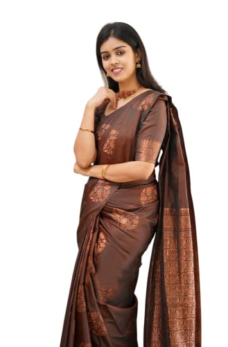 C J Enterprise Women’s Banarasi Silk Saree Kanjivaram Pattu Sarees With Blouse Piece (paithani anjana)