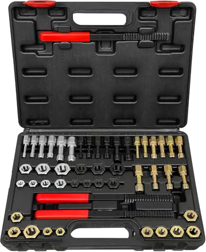 Alltooetools 49PCS Thread Repair Chaser Tool Kit UNC UNF Metric Thread Restorer Kit 24 Rethreading Dies 22 Rethreading Taps 3 Thread Files SAE Rethreading Tool Bolt Restorer File Nut Rethreader