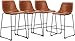 DUMOS 26 Inch Counter Height Bar Stools Set of 4, Modern Faux Leather High Barstools with Back and Metal Leg, Bar Chairs for Kitchen Island, Brown