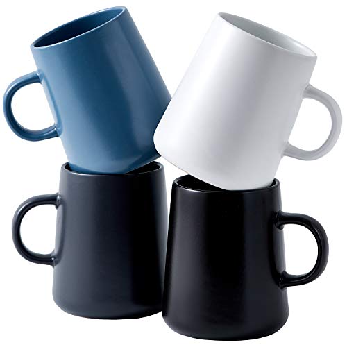 Bruntmor Modern Matte Large 16 Oz Ceramic Coffee Mug Set Of 4 Cups For Coffee Latte Cappuccino Tea Cereal Cup Matte Monochrome