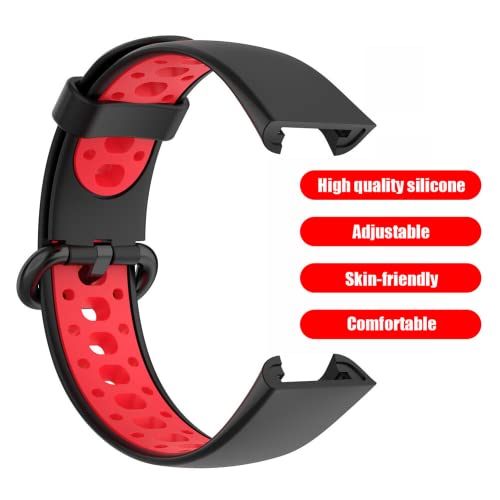 Image of YODI Soft Silicone With Metal Buckal Classic Strap Bands for Redmi Watch 2 Lite /Redmi GPS Smart Watch Only, Comfort and Flexible Straps for Men Women and Kids (BLACK-RED)