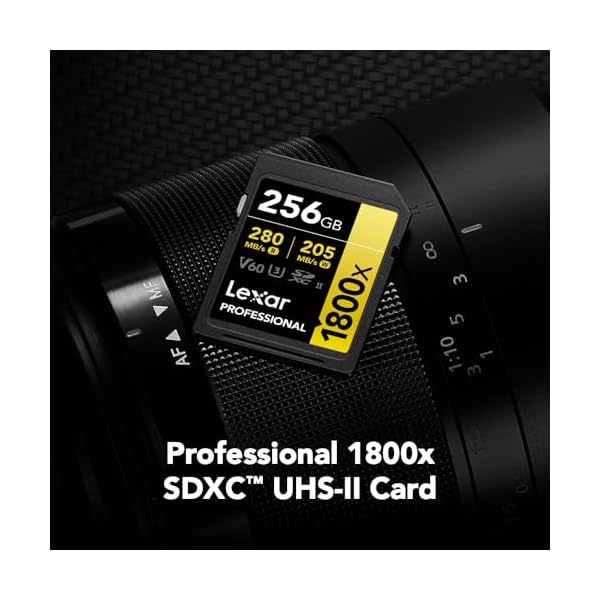 Lexar SDXC Professional 256GB 1800x UHS-II Serie Gold, Clase 10, U3, V60, Grabación de vídeo en 4K, Negro - Image 5