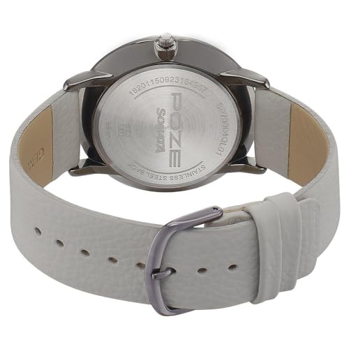 Image of Sonata Poze Quartz Analog Grey Dial Leather Strap Watch for Men-SP70004QL01
