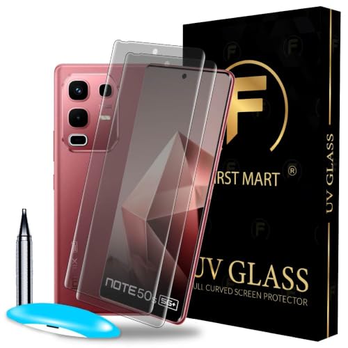 Image of FIRST MART Matte UV Tempered Glass for Infinix Note 50s & Note 40 Pro 5G, 2 Pack | Anti-Glare Curved Screen Protector, 9H Scratch Resistant, Fingerprint Compatible, Case-Friendly