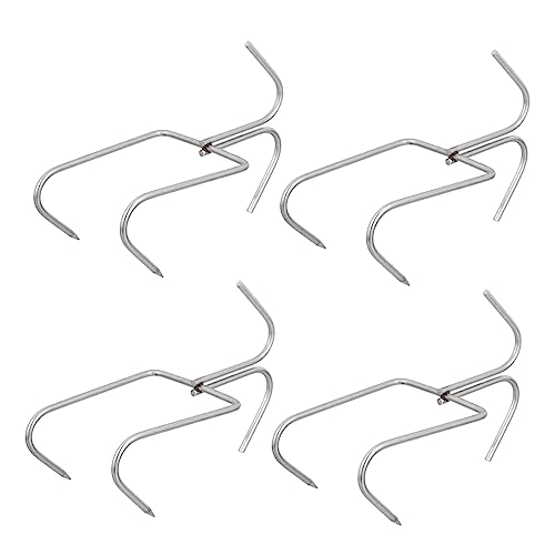 FONDOTIN 4 Piezas Conectar Doble Gancho De Carne De Carnicero Parilla Ganchos Para Procesamiento De Carne Asado Asar Gancho De Carnicero Ganchos De Carnicero Manos Acero Inoxidable Silver