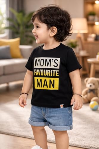 Image of BODYCARE Kids Inafant Placement Print Boys Round Neck Half Sleeves Cotton T-Shirt | Skin Friendly Regular Fit | Soft Breathable Fabric Comfortable & Durability | Pack of 1 | Mustard | Age 6-12 Months