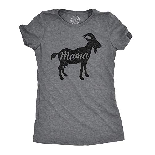 Womens Mama Goat Tshirt Funny Farm Animal Mothers Day Mom Tee (Dark Heather Grey) - XL Womens Mama Goat Tshirt Funny Farm Animal Mothers Day Mom Tee (Dark Heather Grey) - XL