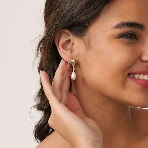 Pearl Earrings for Women - 14K Gold/White Gold Plated Drop Dangle Pearl Wedding Earrings for Brides, Elegant Bridal Studs Trendy Jewelry2