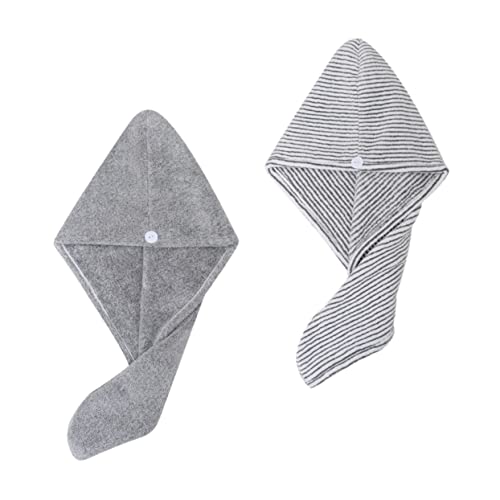 PACKOVE 2pièces Bonnet De Séchage Cheveux Fibre Bambou Lot de Serviettes Cheveux Absorption Rapide sans Frotter