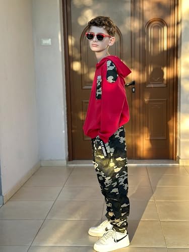 Ropa de camuflaje para niños sudadera con capucha conjunto casual 3