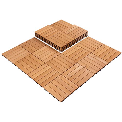 Yaheetech 30x30 cm Holzfliesen Outdoor & Indoor Bodenbelag Balkon mit...