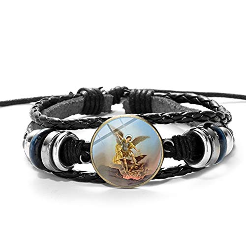 TUDUDU Arcángel Pulsera De Cuero Protégenos Santo Escudo Protección Justicia Encanto Pulsera...