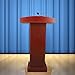 TOPINCN Podium Stand, Sandalwood Color Reception Desk Portable Standing Desk with Storage Shelves for Office Classroom, Modern Minimalist Lectern Table Speaking Lectern Stand