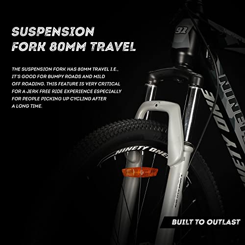 Image of Ninty One Meraki S7 27.5T 7 Speed Electri Cycle with Shimano Acera Gear - Black Grey