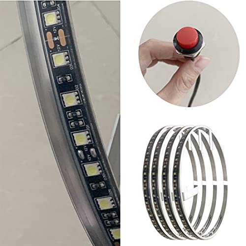 Sando Tech 15.5" Wireless RF Remote and Rocker Switch Ctrl Pure White Cool White Flashing LED Illuminated Wheel Ring Light Rim Light Strobe Tire Light for Truck Vehical - Thumbnail 4