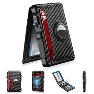 Billetera para Airtag para hombre, tarjetero para AirTag con bloqueo RFID, billetera plegable minimalista de acceso rápido con capacidad para más de 12 tarjetas y clip para dinero, regalo para