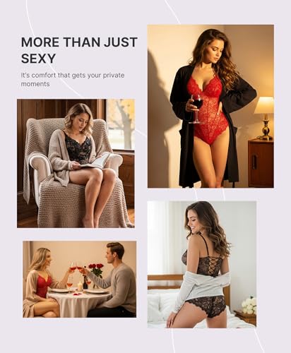 SHAPELLX Lace Bodysuit for Women V Neck Tummy Control Shapewear Thong Body Shaper Body Suit3