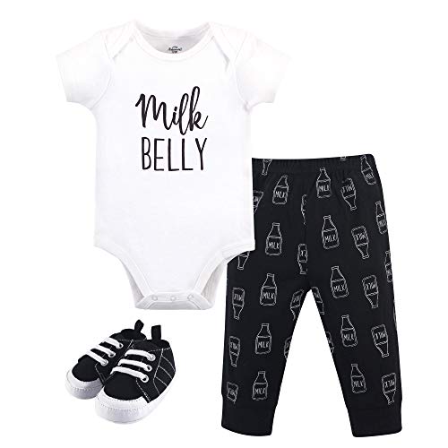 Image of Little Treasure Unisex Baby Cotton Bodysuit, Pant and Shoe Set