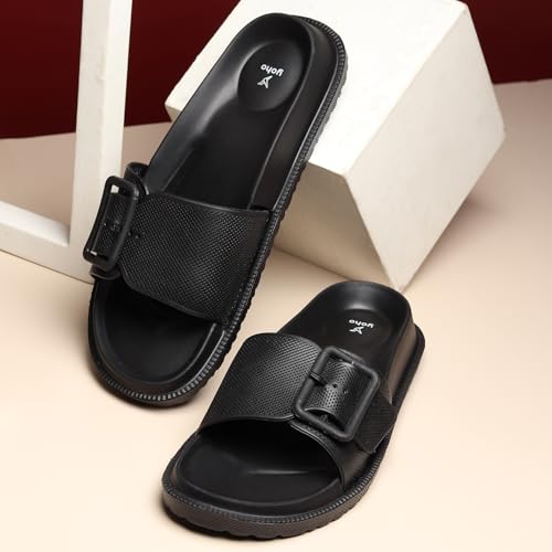 Image of YOHO Grape Sliders for Women & Girls | Stylish,Cushioned, Lightweight Slides & Waterproof Flip Flops | Adjustable Buckle | Comfortable Monsoon Footwear