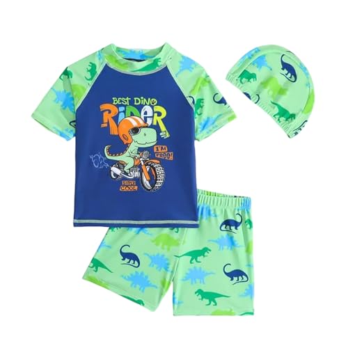 Toddler Boy Swimsuit 3 Piece Boys Swim Set Short Sleeve Swimming Shirt Trunks Outfit Baby Rash Guard Bathing Suits