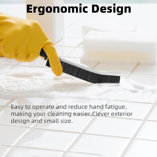 Image of Hard Bristle Cleaning Brush Set - Small, Crevice & Grout Brush for Tight Spaces, Corners, Kitchen Windows, Shower, Toilet & Faucets - 4 PCS