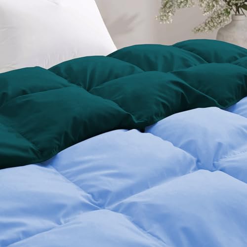 Image of Luxurious Comfort 600 GSM Winter Comforter Single Bed 60 inchX90 inch - 600 GSM Microfiber Super Soft Fluffy for Winter Comforter /Rajai /Duvet /Blanket Single Size - Teal /Sky Blue Color