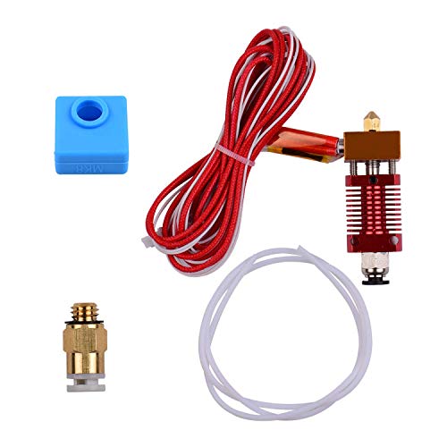 Image of Tesseract Ender 3 CR-10 /CR-10S Hotend Assembled, 24V 40W MK8 Extruder Kit with 1m PTFE 2mm x 4mm, Nozzle Throat, Heat Sink, Heating Block 1.75mm, 0.6mm Nozzle, Silicone Cover