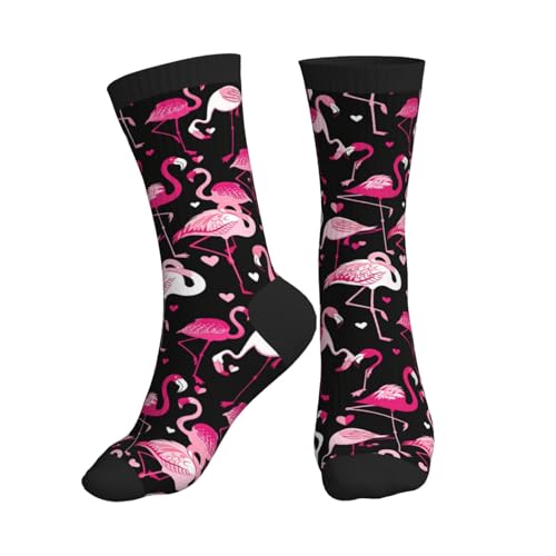 Lcokin Cute Flamingos Funny Athletic Sport Novelty Crew Socks Casual Crazy Dress Socks Gifts For Men Women