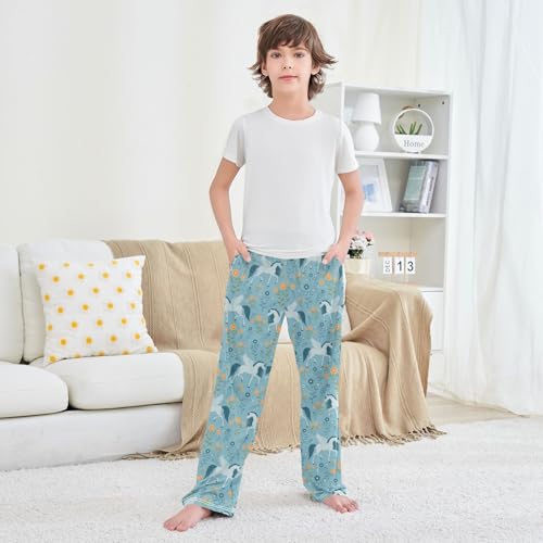 Boys' Pants Pegasus Flower Long Bottoms Jogger Pants Elastic Waist Trousers with Pockets S-XL3